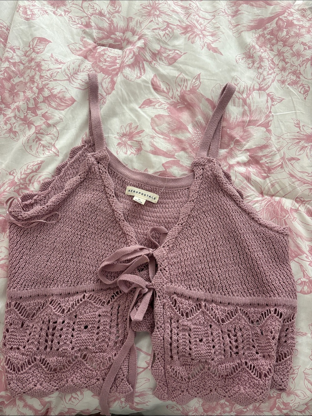Aeropostale Dusty Mauve Knit Tie-Front Camisole